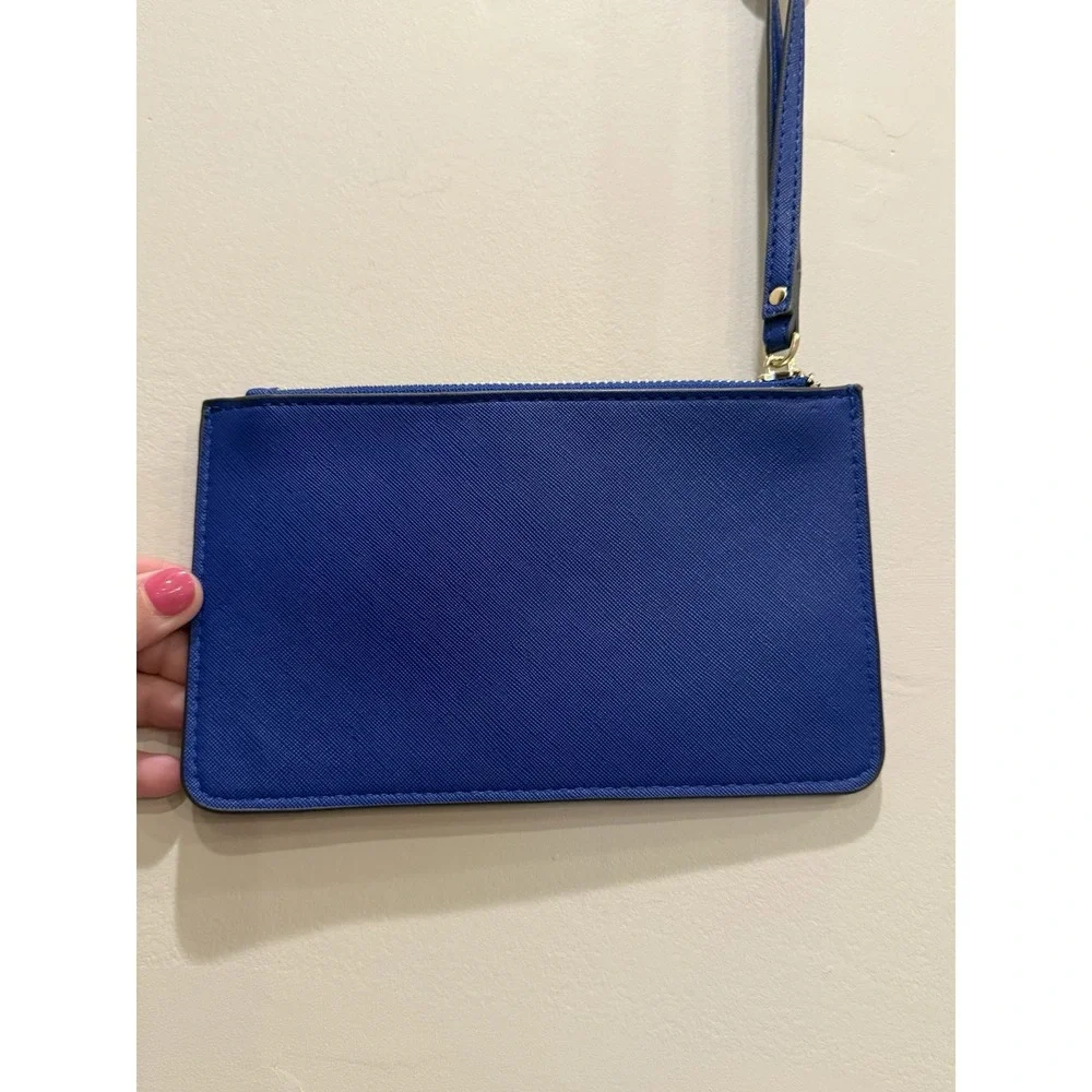 Kate Spade New York Cobalt Blue Zippered Wristlet Pouch Purse